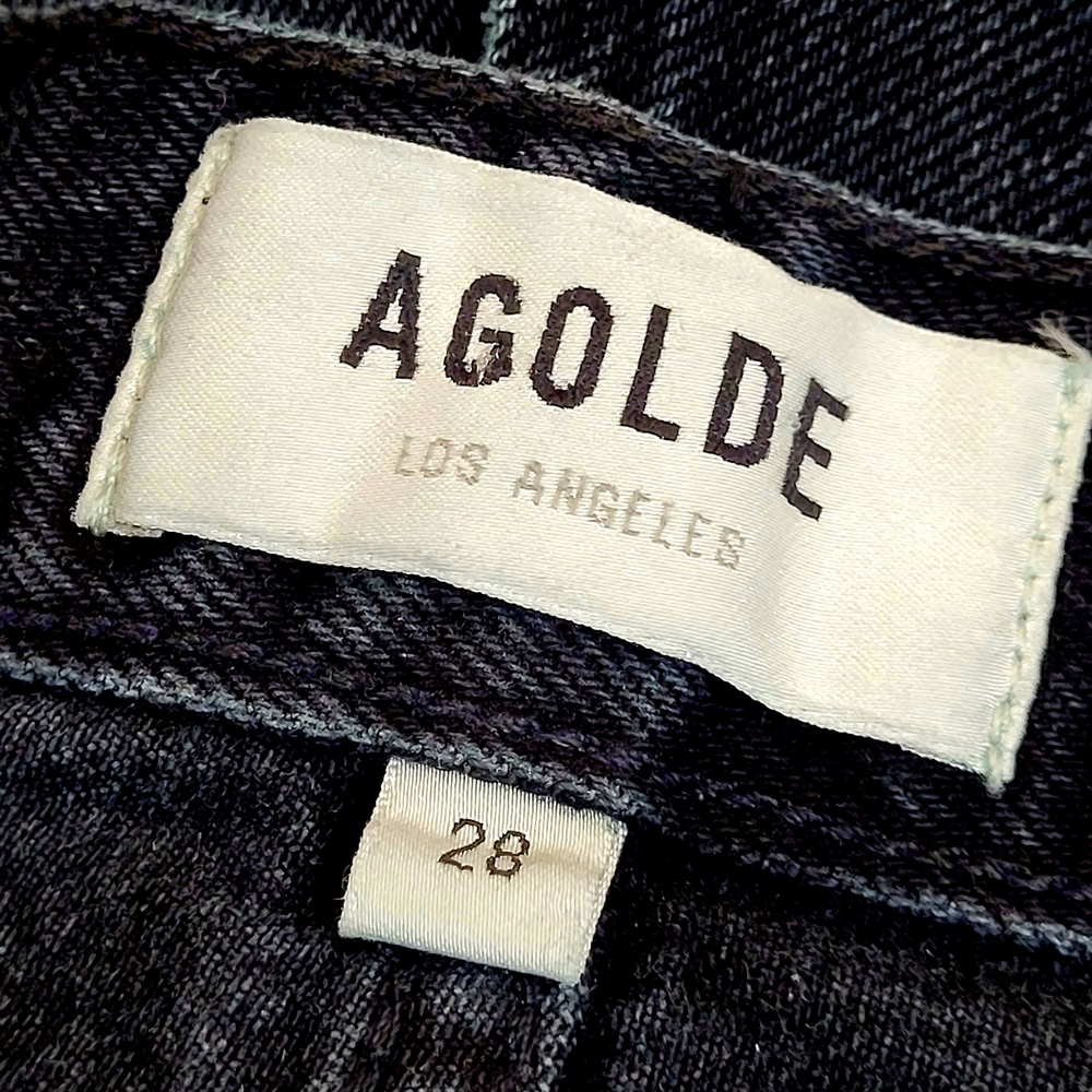 AGOLDE Parker Distressed Raw Hem Vintage Wash Black Denim Jean Shorts 28 - Picture 6 of 14